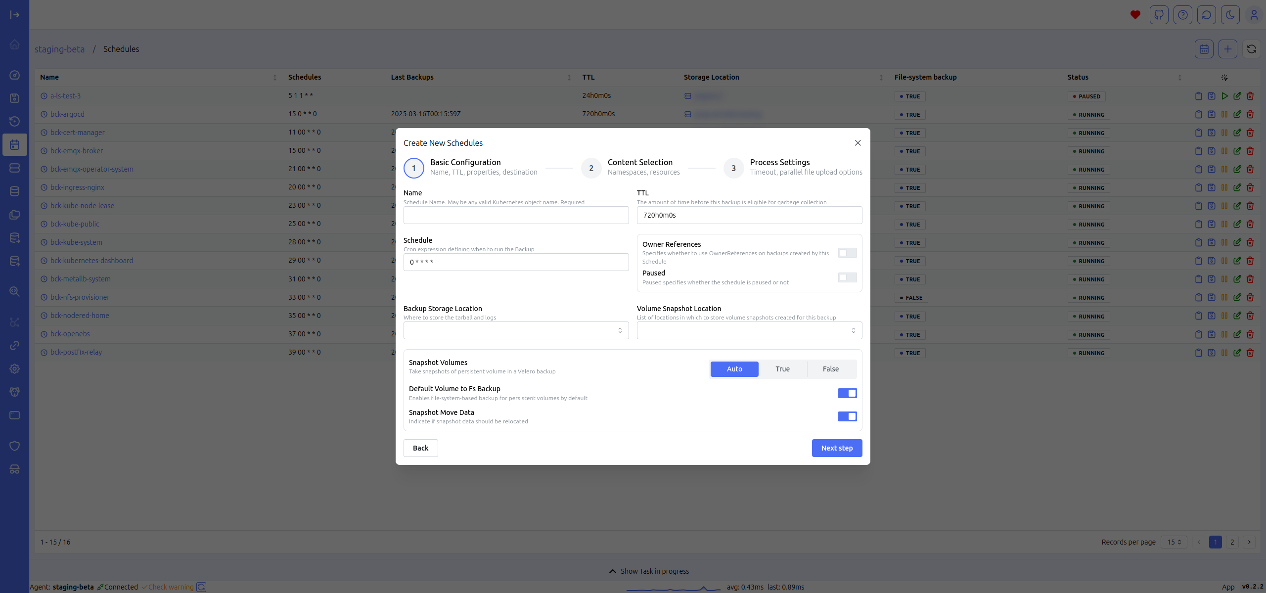 create schedule