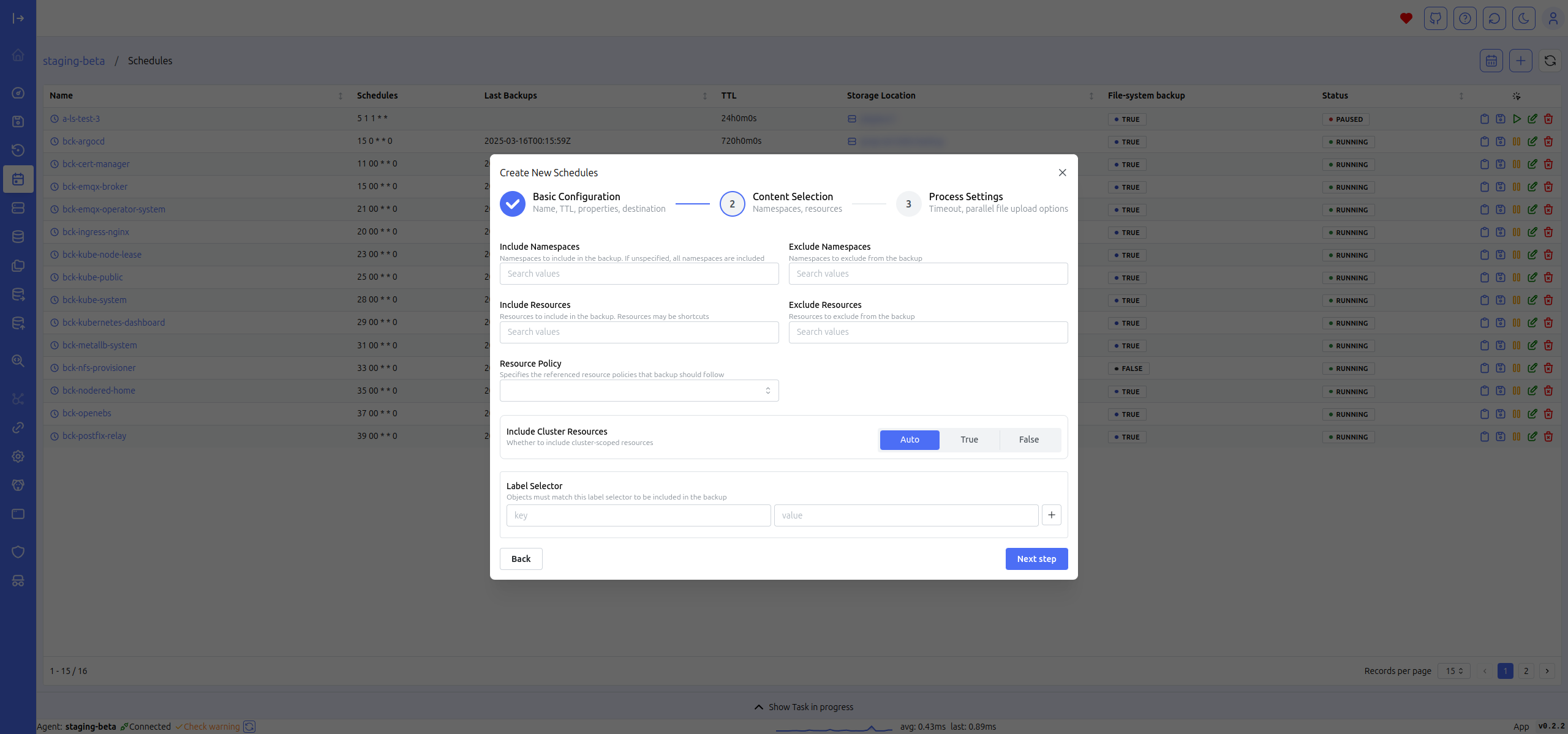 create schedule