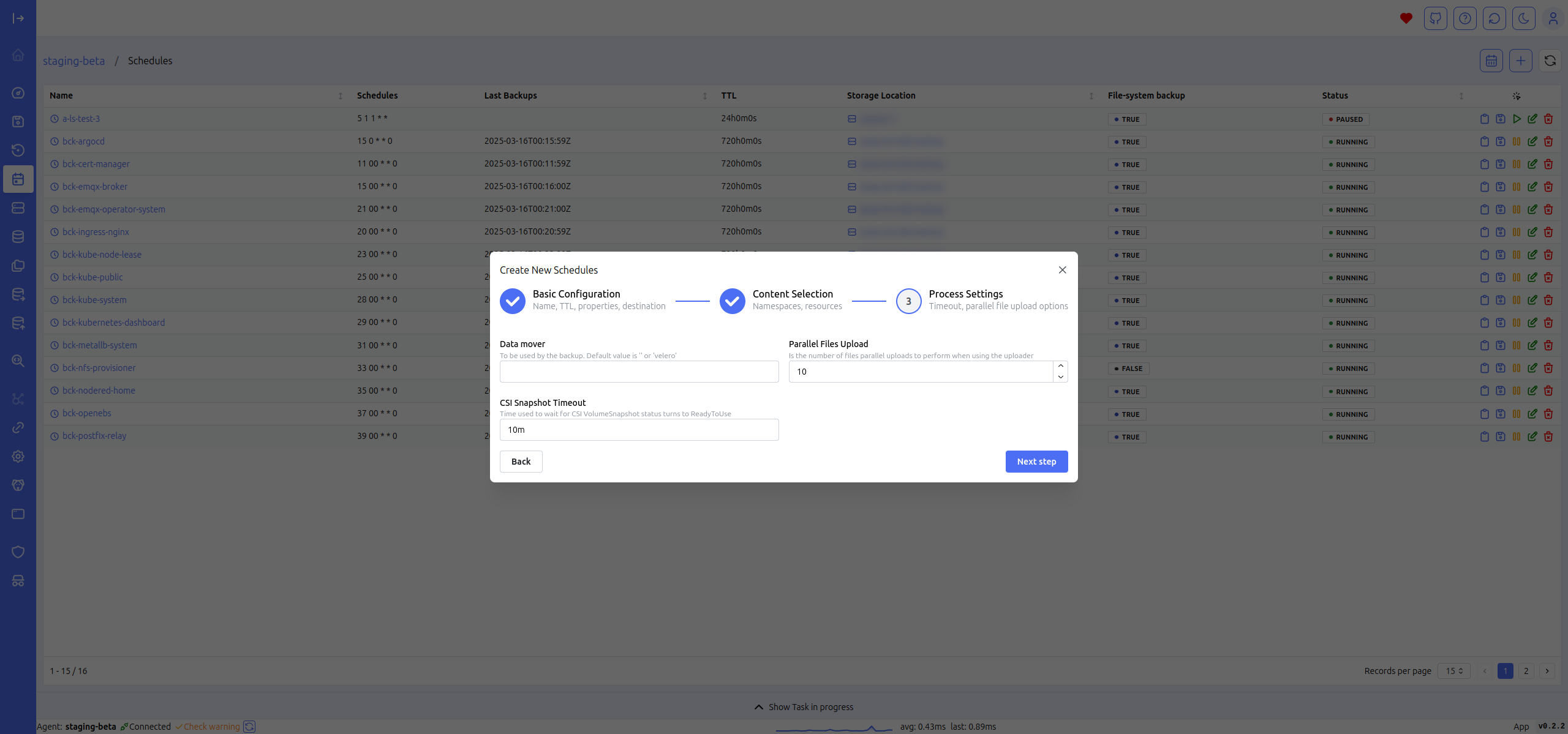 create schedule