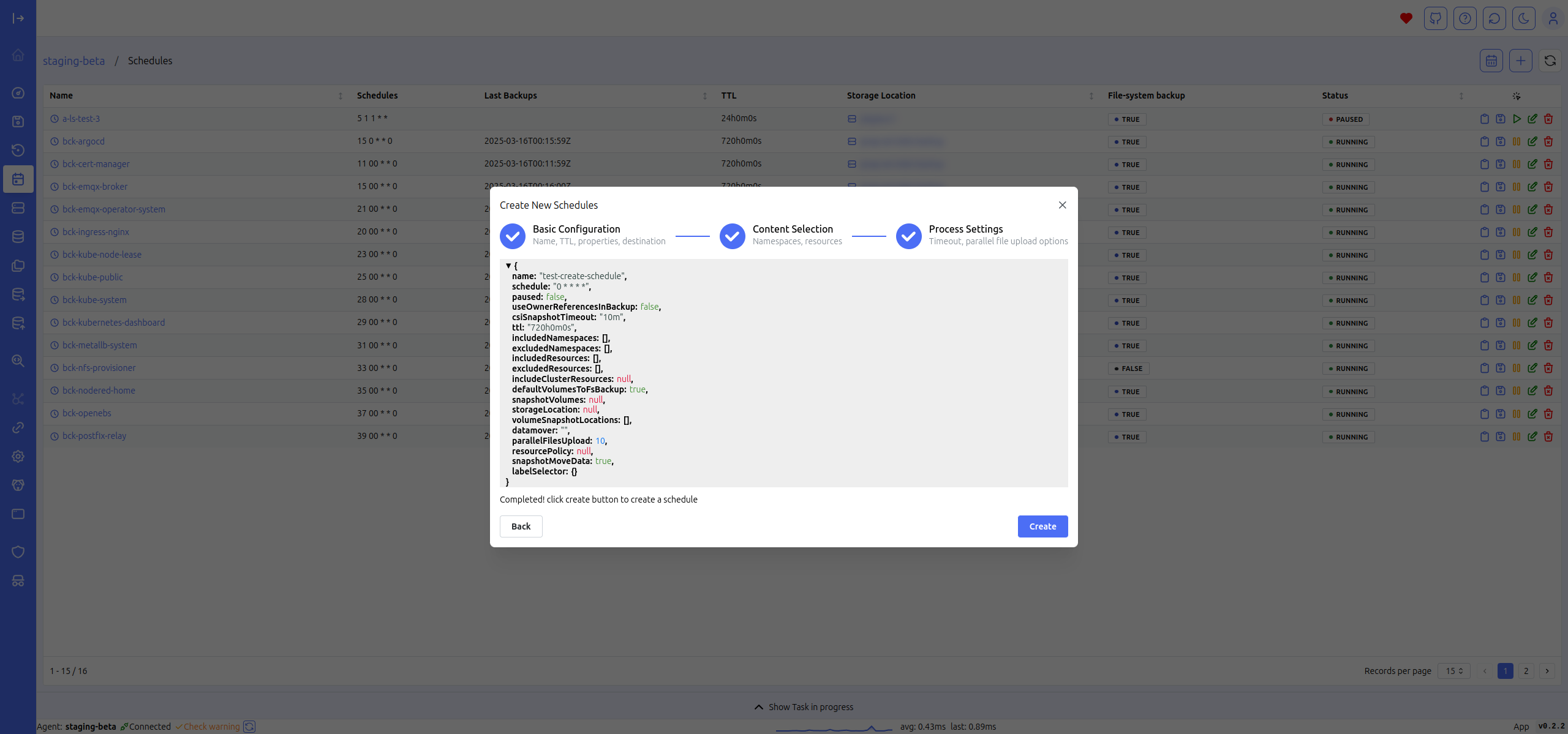 create schedule